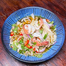 ยำเห็ดเข็มทองกุ้ง