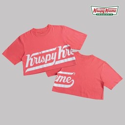 เสื้อครอป โอเวอร์ไซส์ คริสปี้ครีม สคริปต์ (สีชมพู)