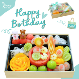 🎁 happy birthday เซ็ทของขวัญ วันเกิด ผลไม้ (ผูกโบว์+ใส่ถุงผ้า)