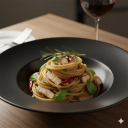 M2 สปาเก็ตตี้พริกแห้งแฮมไก่