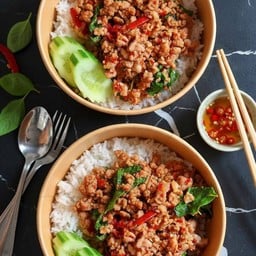 เซตคู่ หมูสับกะเพราพริกแห้ง+หมูสับกะเพราพริกแห้ง