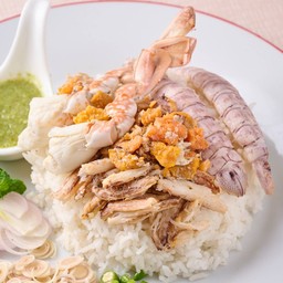 ข้าวหน้าปู ไข่ปู กั้ง (พร้อมน้ำจิ้มซีฟู้ด)