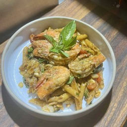 P18 พาสต้ากุ้งซอสเพสโต้ PASTA SHRIMP PESTO