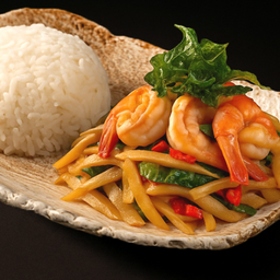 ข้าวกะเพราทะเล หน่อไม้ Stir Fried Seafood with bamboo shoots and Holy Basil