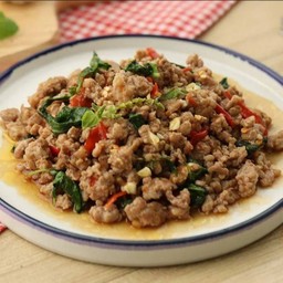 กะเพราหมูสับ(กับข้าว)