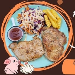 สเต็กไก่&หมู