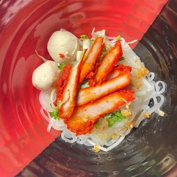 เส้นเล็กแห้งหมูแดงลูกชิ้นธรรมดา