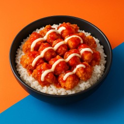 ข้าวไก่กรอบเผ็ดเกาหลีผสมมาโยครีมมี่