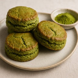 Scone Matcha เสิร์ฟ พร้อมซอสสตอเบอรรี่โฮมเมด