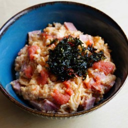 Scrambles Egg Ham and Mentaigo Don