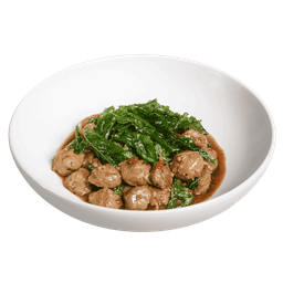 กะเพราลูกชิ้นเนื้อ (กับข้าว)