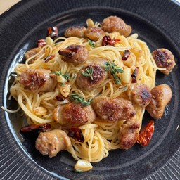 Angel Hair Olio Aglio Sausage pasta
