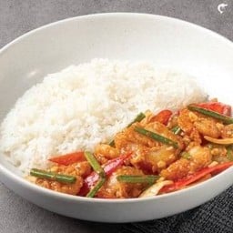 ข้าวกุ้งทอดผัดซอสไข่เค็ม