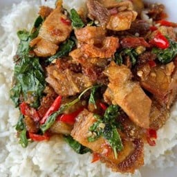 กระเพราหมูกรอบ