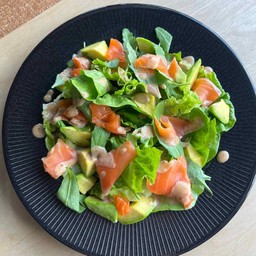 Baby Cos Cure Salmon and Avocado Sesame dressing