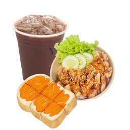 ข้าว+ปังปิ้ง+เครื่องดื่ม