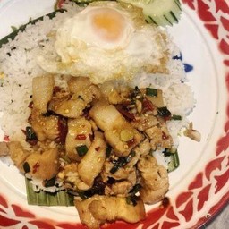 หมู3ชั้นคั่วพริกเกลือ+ไข่ดาว