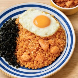 Salmon rice bowl (ฟรีไข่ดาวและกิมจิ)