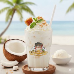 น้ำมะพร้าวปั้นไอศกรีมวนิลา