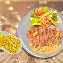 สเต็กเนื้อ(angus)แถม สะเก็ดระเบิด