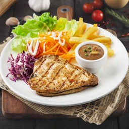 สเต็กอกไก่พริกไทยดำ