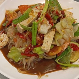 ตำเส้นเล็กหมูยอกุ้งสุก