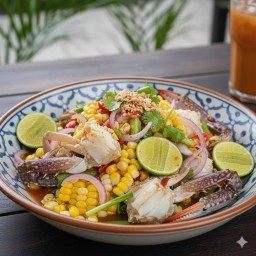 ยำข้าวโพดปูม้าสด