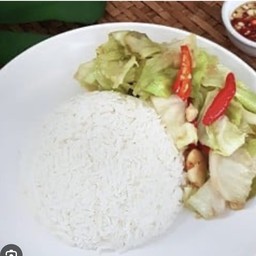 ผัดกระหล่ำราดข้าว(ไม่ใส่เนื้อสัตว์)