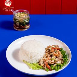 ข้าวหน้าแปะทอดกระเทียม