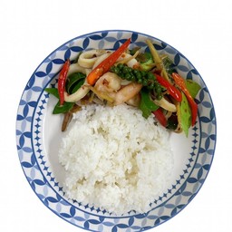 ผัดฉ่าราดข้าว