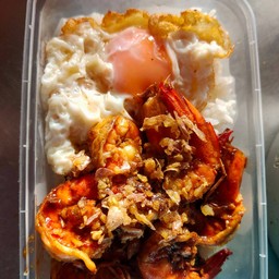 ข้าวกุ้ง4กระเทียม+ไข่ดาว