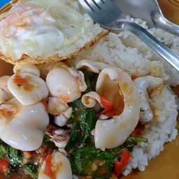 ข้าวราดกะเพาปลาหมึก