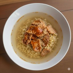 สุกี้น้ำใสไม่ใส่ผัก เส้นมาม่า+ไข่+เนื้อสัตว์