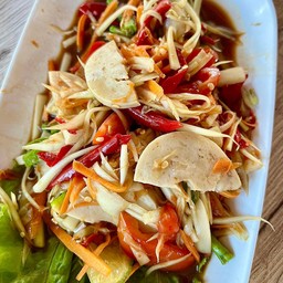 ส้มตำปูปลาร้า+หมูยอ