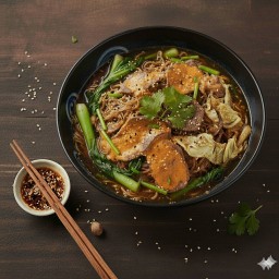 สุกี้ชาบูน้ำดำ (เนื้อสัตว์+ไข่+วุ้นเส้น+ผัก)