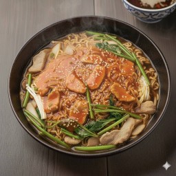 สุกี้ชาบูน้ำดำ เส้นมาม่า+เนื้อสัตว์+ไข่+ผัก