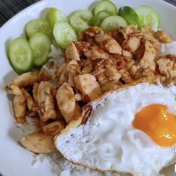 เซ็ทข้าวไก่กระเทียมซอสเทอริยากิ+ไข่ดาว