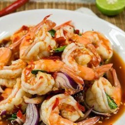 ยำน้ำปลาร้ากุ้งสุก