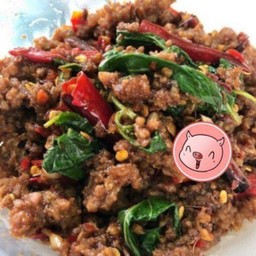 กะเพราหมูสับหมาล่าชาลิ้น (เป็นกับ)