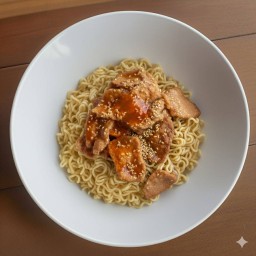 สุกี้แห้งไม่ใส่ผัก เส้นมาม่า+ไข่+เนื้อสัตว์