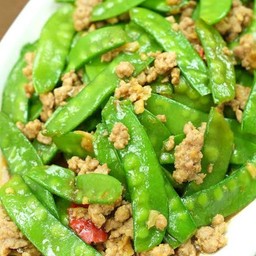 ผัดถั่วลันเตาหมูสับ+ข้าว