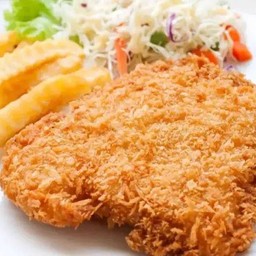 สเต๊กปลาทอด ซอสเกรวี่พริกไทยดำ (แยกให้)