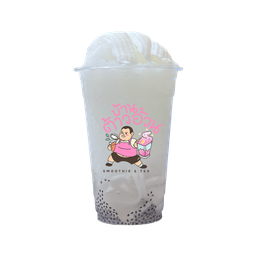 มะพร้าวปั่น(ไม่ใส่นมด)+วุ้นมะพร้าว+เมล็ดแมงลัก