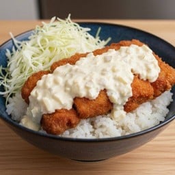 ข้าวหน้าไก่สะโพกทอดราดซอสนันบัน
