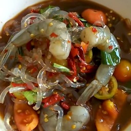 ตำเส้นแก้วกุ้งสด