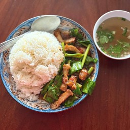 ข้าวคะน้าหมูกรอบ