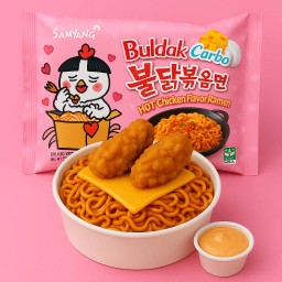มาม่าเกาหลี (เลือกรส) + ไก่ทอดกรอบ + คัมแบคซอส