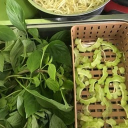 โหระพา + ถั่วงอกสด