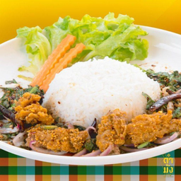 ข้าวลาบไก่กรอบ เจ มังสวิรัติ วีแกน