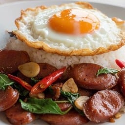 ข้าวกะเพรากุนเชียง + ไข่ดาว